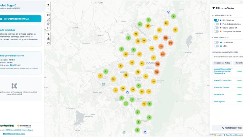 Geocodificación de prestadores de salud · REPS Bogotá